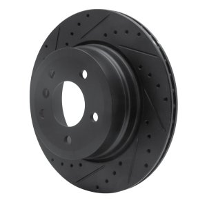 BMW 528I xDrive Brake Rotor (1) - Rear Left - R1 Concepts - Drilled & Slotted - Black - `06-`10